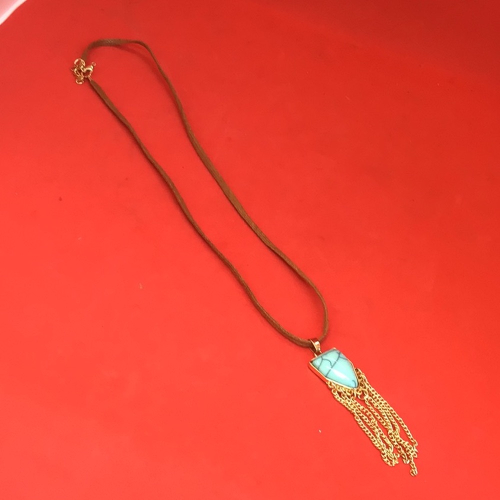 Turquoise Pendant Necklace 10” long